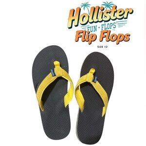 Hollister vintage men’s flip flops size 12 blue w yellow